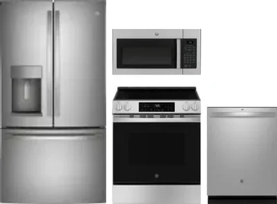 4 Piece Package Includes Refrigerator, Range, Microwave And Dishwasher