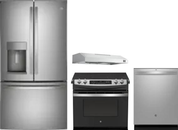 4 Piece Package Includes Refrigerator, Range, Hood And Dishwasher