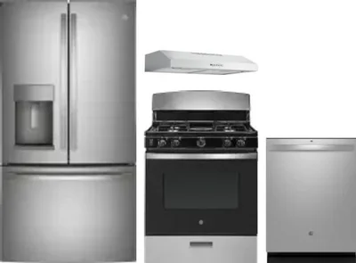 4 Piece Package Includes Refrigerator, Range, Hood And Dishwasher