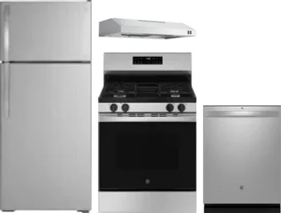 4 Piece Package Includes Refrigerator, Range, Hood And Dishwasher