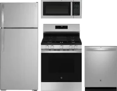 4 Piece Package Includes Refrigerator, Range, Microwave And Dishwasher