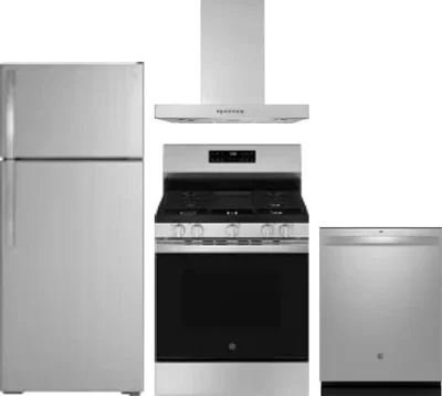 4 Piece Package Includes Refrigerator, Range, Hood And Dishwasher