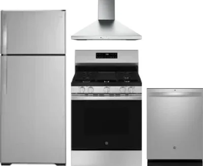 4 Piece Package Includes Refrigerator, Range, Hood And Dishwasher