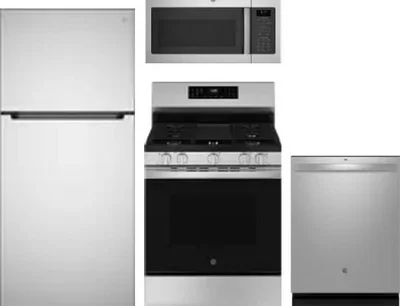 4 Piece Package Includes Refrigerator, Range, Microwave And Dishwasher