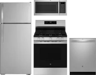 4 Piece Package Includes Refrigerator, Range, Microwave And Dishwasher