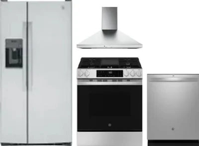 4 Piece Package Includes Refrigerator, Range, Hood And Dishwasher