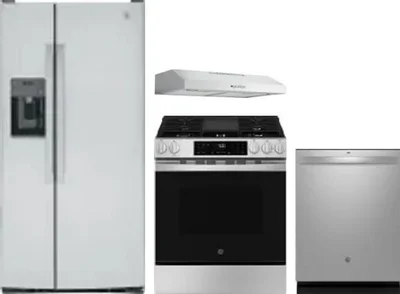 4 Piece Package Includes Refrigerator, Range, Hood And Dishwasher