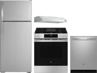 4 Piece Package Includes Refrigerator, Range, Hood And Dishwasher