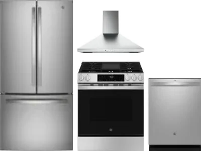 4 Piece Package Includes Refrigerator, Range, Hood And Dishwasher