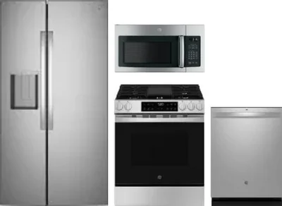 4 Piece Package Includes Refrigerator, Range, Microwave And Dishwasher