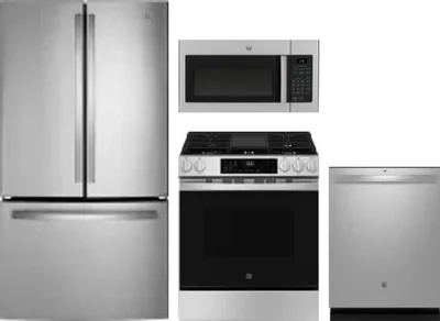 4 Piece Package Includes Refrigerator, Range, Microwave And Dishwasher