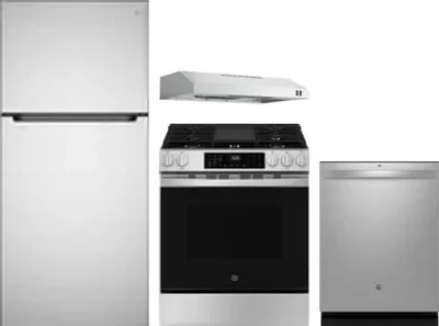 4 Piece Package Includes Refrigerator, Range, Hood And Dishwasher