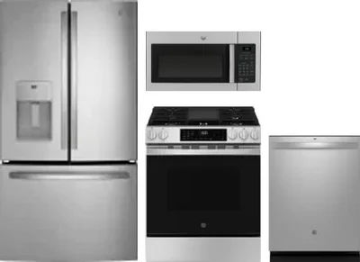 4 Piece Package Includes Refrigerator, Range, Microwave And Dishwasher