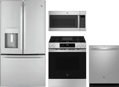 4 Piece Package Includes Refrigerator, Range, Microwave And Dishwasher