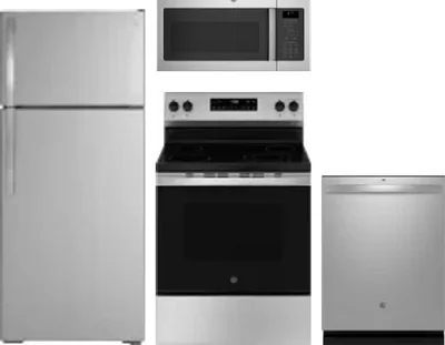 4 Piece Package Includes Refrigerator, Range, Microwave And Dishwasher
