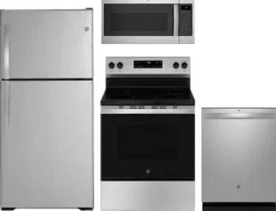 4 Piece Package Includes Refrigerator, Range, Microwave And Dishwasher