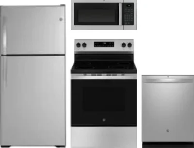 4 Piece Package Includes Refrigerator, Range, Microwave And Dishwasher