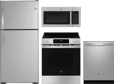 4 Piece Package Includes Refrigerator, Range, Microwave And Dishwasher