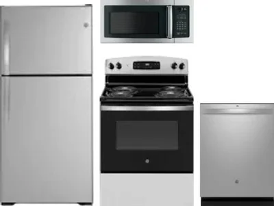 4 Piece Package Includes Refrigerator, Range, Microwave And Dishwasher