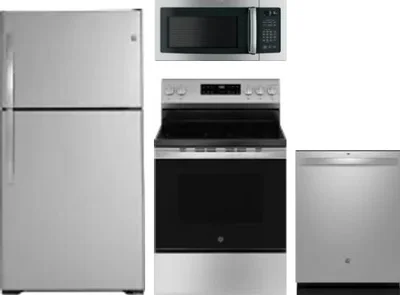 4 Piece Package Includes Refrigerator, Range, Microwave And Dishwasher