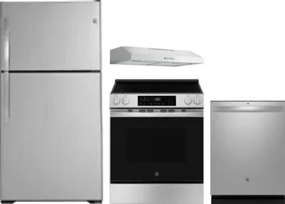 4 Piece Package Includes Refrigerator, Range, Hood And Dishwasher