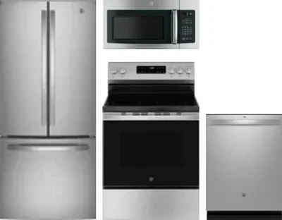 4 Piece Package Includes Refrigerator, Range, Microwave And Dishwasher
