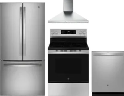 4 Piece Package Includes Refrigerator, Range, Hood And Dishwasher