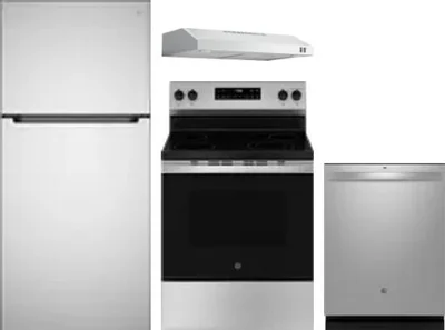 4 Piece Package Includes Refrigerator, Range, Hood And Dishwasher