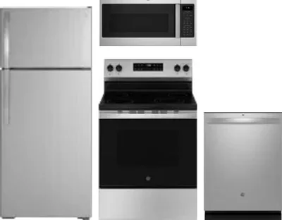 4 Piece Package Includes Refrigerator, Range, Microwave And Dishwasher