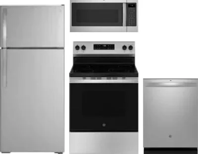 4 Piece Package Includes Refrigerator, Range, Microwave And Dishwasher