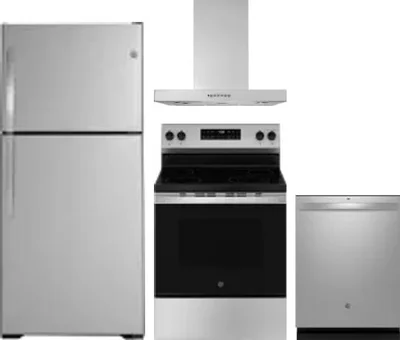 4 Piece Package Includes Refrigerator, Range, Hood And Dishwasher