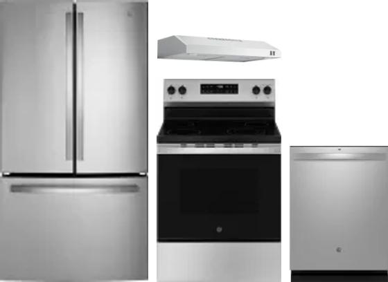 4 Piece Package Includes Refrigerator, Range, Hood And Dishwasher