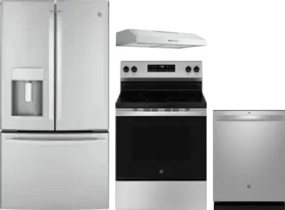 4 Piece Package Includes Refrigerator, Range, Hood And Dishwasher