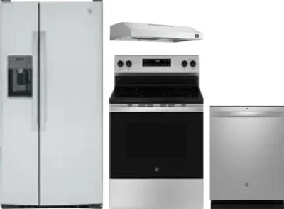 4 Piece Package Includes Refrigerator, Range, Hood And Dishwasher
