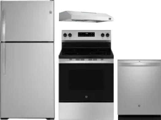 4 Piece Package Includes Refrigerator, Range, Hood And Dishwasher