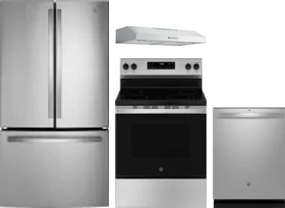 4 Piece Package Includes Refrigerator, Range, Hood And Dishwasher
