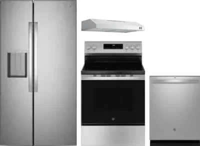 4 Piece Package Includes Refrigerator, Range, Hood And Dishwasher