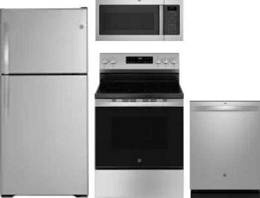 4 Piece Package Includes Refrigerator, Range, Microwave And Dishwasher