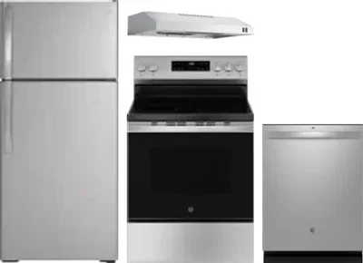 4 Piece Package Includes Refrigerator, Range, Hood And Dishwasher