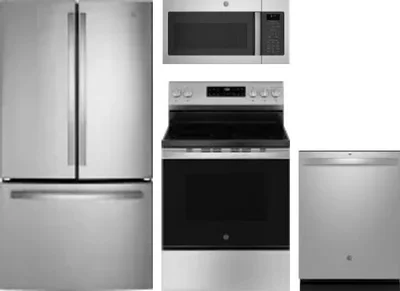 4 Piece Package Includes Refrigerator, Range, Microwave And Dishwasher