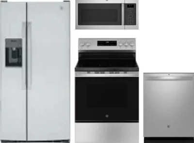 4 Piece Package Includes Refrigerator, Range, Microwave And Dishwasher