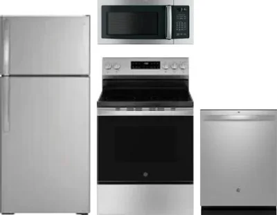 4 Piece Package Includes Refrigerator, Range, Microwave And Dishwasher