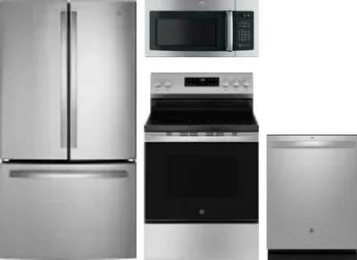4 Piece Package Includes Refrigerator, Range, Microwave And Dishwasher