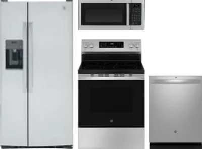 4 Piece Package Includes Refrigerator, Range, Microwave And Dishwasher