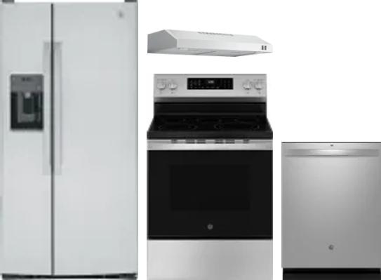 4 Piece Package Includes Refrigerator, Range, Hood And Dishwasher