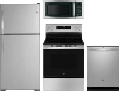 4 Piece Package Includes Refrigerator, Range, Microwave And Dishwasher