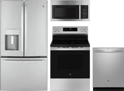 4 Piece Package Includes Refrigerator, Range, Microwave And Dishwasher