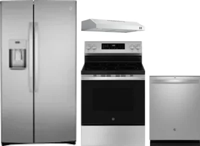 4 Piece Package Includes Refrigerator, Range, Hood And Dishwasher