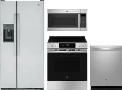4 Piece Package Includes Refrigerator, Range, Microwave And Dishwasher