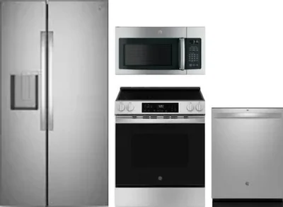 4 Piece Package Includes Refrigerator, Range, Microwave And Dishwasher